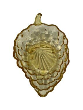 Indiana Glass Amber Grape Leaf Shaped Nut Trinket Dish 7" x 4.5"